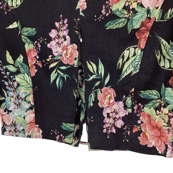 ZIMMERMANN Size 0 Bellitude Cropped Lace-up Floral Print Linen Top Shirt Blouse - Picture 9 of 12